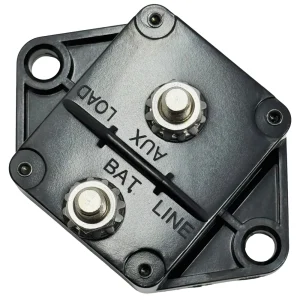 676307 – 70 Amp Waterproof Panel Mount Circuit Breaker, 32V DC Auto-Reset, 1/4-28 Studs