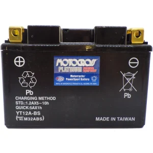 YT12A-BS 12V AGM MC Battery, Dry Charged w/Acid Pack 10 AH, 175 CCA M32ABS