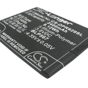 CS-OPR829SL : Battery for OPPO R829T, R1, R8007 and others – Replaces OPPO BLP567