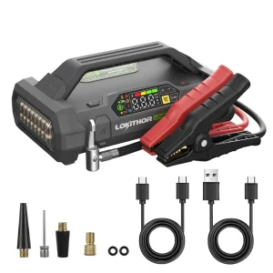 Lokithor JA3000PRO – 12V, 3000A, 46.08Wh, LiFePO4 Jump Starter With 150PSI Air Inflator and ConnectMax Technology