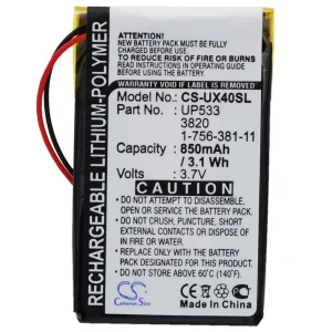 CS-UX40SL : Battery for Sony Clie PEG-UX40, Clie PEG-UX50 – Replaces Sony UP553, 1-756-381-11