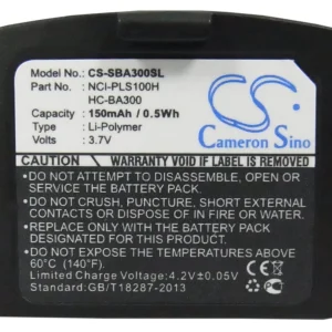 BP-SBA300SL : 3.7v LiPO battery, replaces Sennheiser HC-BA300, NCI-PLS100H, 500898