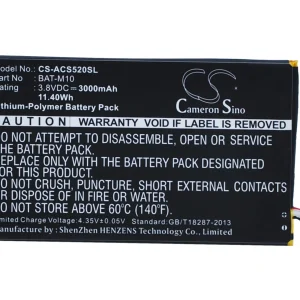CS-ACS520SL : Battery for Acer Liquid S2, S520, Liquid Jade S2 and others – Replaces Acer BAT-M10, 1CP415793L1 1S1P, BAT-M10(1ICP5/58/94) and others