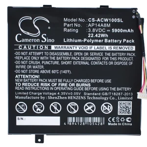 CS-ACW100SL : Battery for Acer Iconia Tab 10 A3-A20, A3-A20FHD, SW5-011 and others – Replaces Acer AP14A8M, KT.0020G.004, AP14A4M