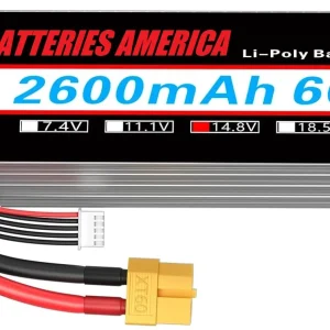 4S2600XT60: 4S 14.8 volt 2600mAh 60C LiPO battery for RC electric motors