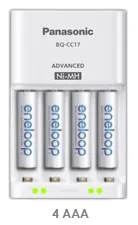 BQ-CC17-AAA800 : Smart Charger + 4x AAA Eneloop NiMH 800mAh cells