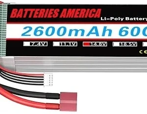 4S2600T: 4S 14.8 volt 2600mAh 60C LiPO battery for RC electric motors