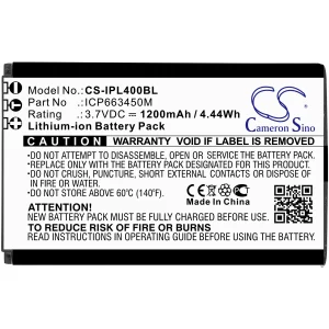 CS-IPL400BL : Battery for Infinite Peripherals Linea Pro 4 – Replaces Infinite Peripherals ICP663450M