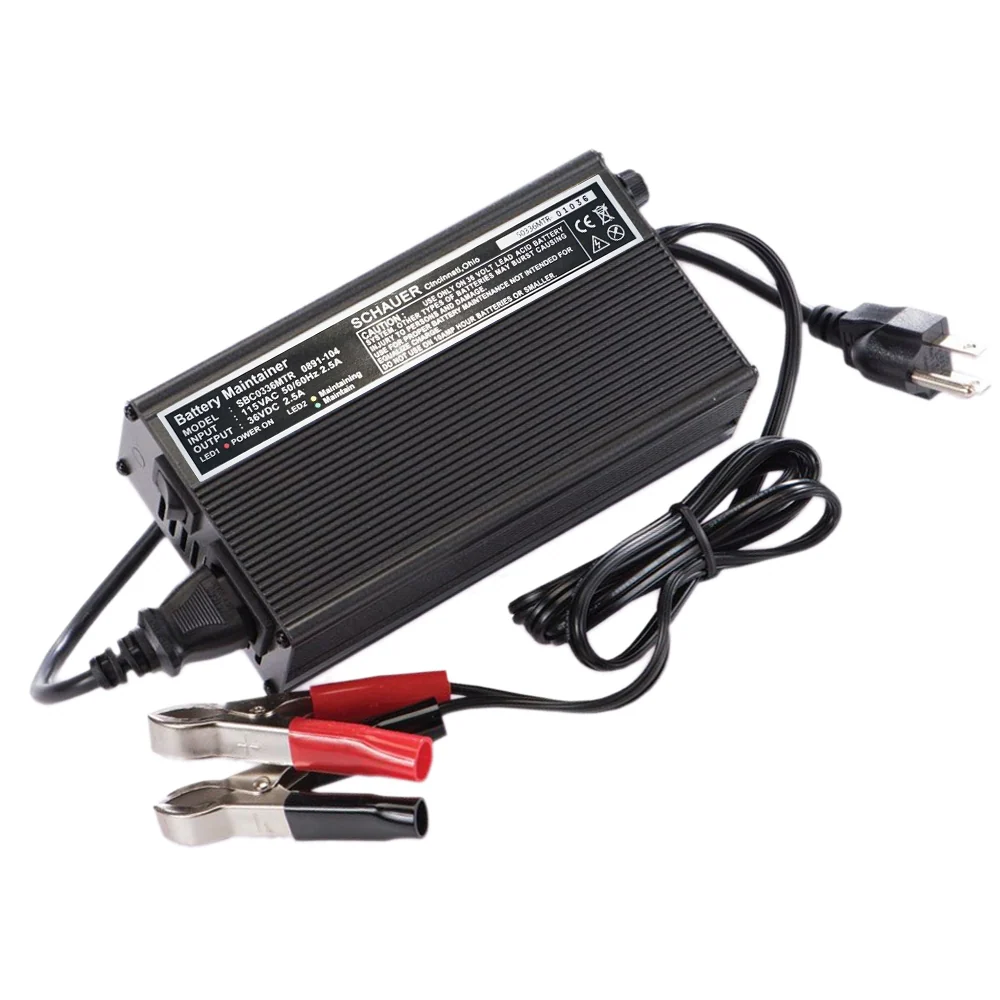 Schauer SBC0336MTR – 36V, 2.5A Electronic Battery Maintainer with Battery Clips