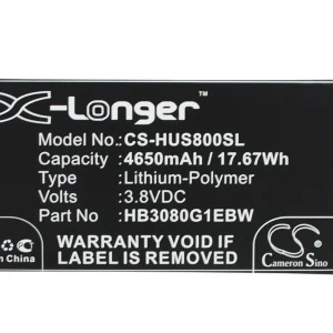 CS-HUS800SL : Battery for Huawei Mediapad M1 8.0, S8-301L, S8-701w and others – Replaces Huawei HB3080G1EBW, HB3080G1EBC