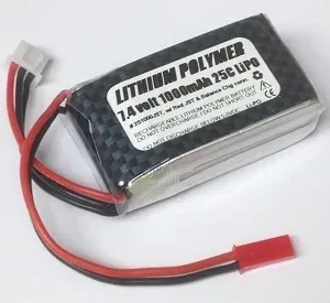 2S1000JST : 7.4v 1000mAh Li-PO battery for RC electric