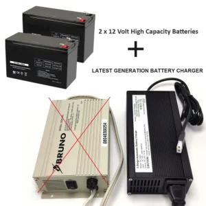 2402 Battery Charger with 2 New High Capacity Batteries for Bruno StairLifts SRE and CRE Charger Replacements