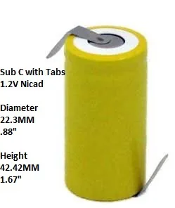Nicad Batteries SC-1600-Tabs
