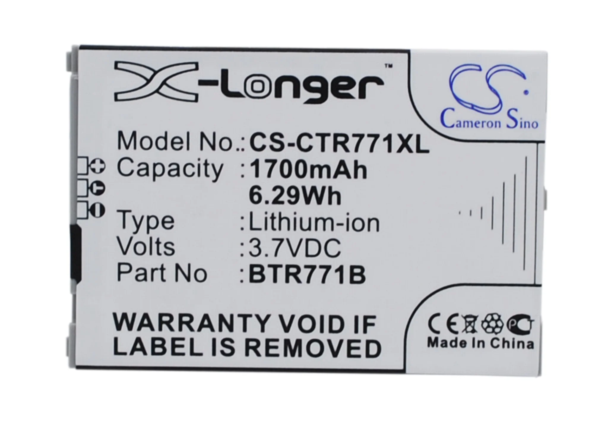 CS-CTR771XL : Battery for Casio GzOne Commando C771, C771 – Replaces Casio BTR771B