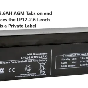 12 Volt 2.6AH AGM Battery Tabs on End Replacement LP12-2.6