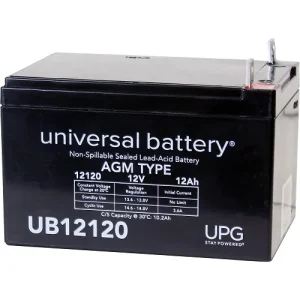 UB12120NB Universal Battery 12V 12AH NUT BOLT AGM SLA Battery Rechargeable 40842 replaces PS-12120NB