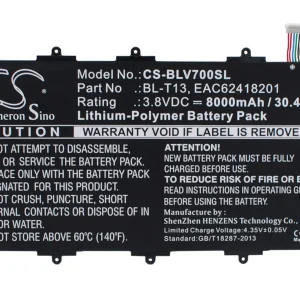 CS-BLV700SL : Battery for LG G Pad Tablet 10.1″, V700, VK700 and others – Replaces LG BL-T13, EAC62418201