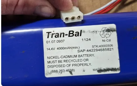 Tran-Bal 40000506 Battery Replacement 14.4V