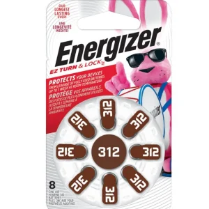Energizer Size 312 Zinc Air Hearing Aid Battery – 8pc dispenser card