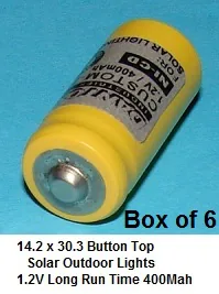 Nicad Batteries 2/3AA Solar Lighting 6 Pack