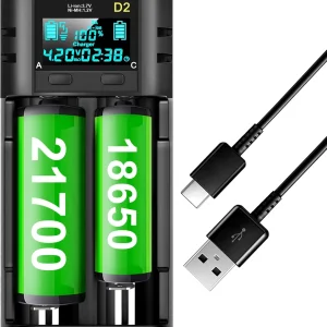 BC-D2 : Dual-Slot Smart Charger for Li-ION 18650 14500, 21700