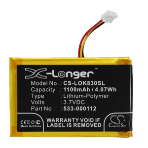 CS-LOK830SL : Battery for Logitech IIIuminated Living-Room Keyboard K830, K830 – Replaces Logitech 533-000112, L/N 1406