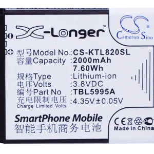 CS-KTL820SL : Battery for K-Touch L820, L820c – Replaces K-Touch TBL5995A, TBE5707B