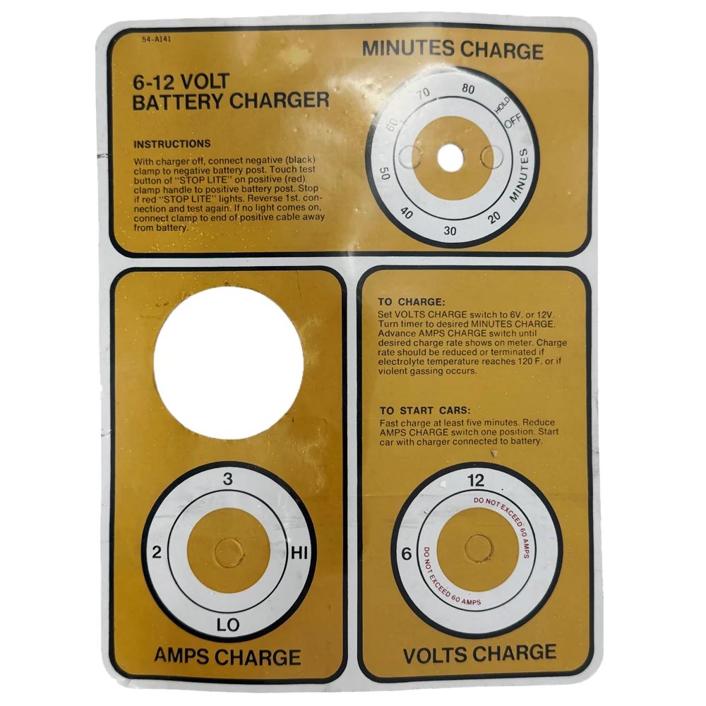54-A141 – Associated Eqpt Top Label for Early Model 6003 (NOS)