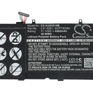 CS-AUS551NB : Battery for Asus VivoBook S551L, VivoBook S551LA, VivoBook S551LB and others – Replaces Asus C31-S551, 3ICP7/65/80, S551LB-CJ046H