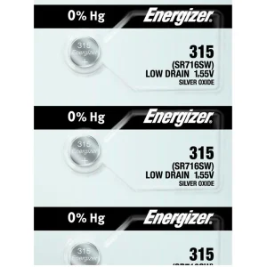Energizer 315 Silver Oxide Button Cell, 1.55V Low Drain – Tear Strip of 5
