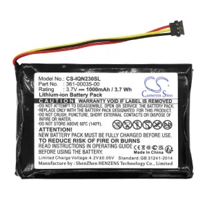 CS-IQN230SL : Battery for Garmin Nuvi 2300, Nuvi 2300LM, Nuvi 2350LT and others – Replaces Garmin 361-00035-00, 361-00035-02